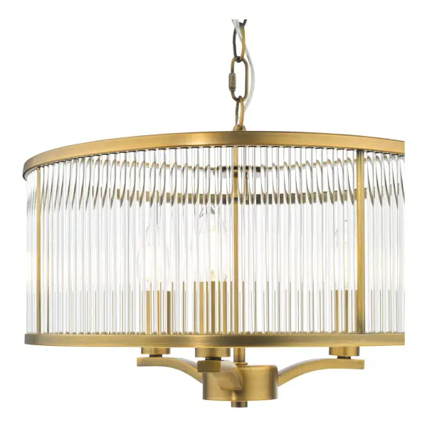 Evelyn 3 Light Antique Bronze & Glass Pendant