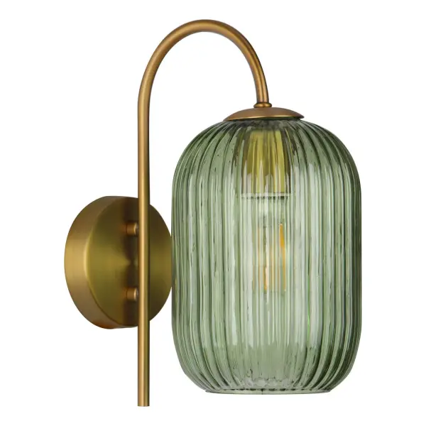 Idra Ages Bronze Wall Light C/W Green Ribbed Shade