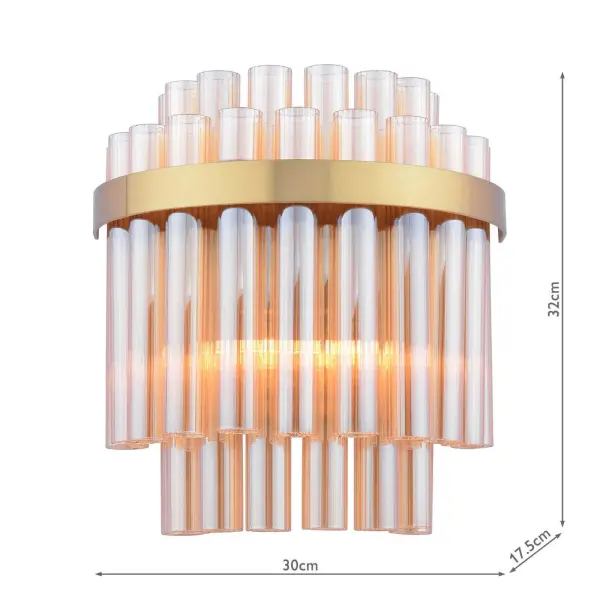 Imani Natural Brass & Champagne Glass Wall Light