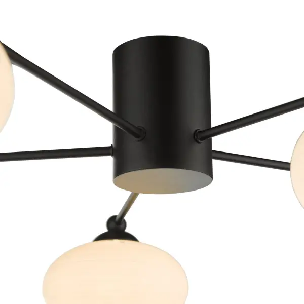 Jasper Matt Black 5 Light Semi Flush Fitting