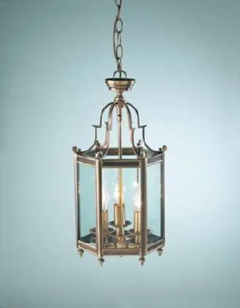 Moorgate 3-light antique brass dual mount  glass lantern