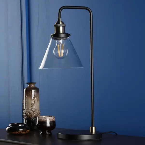 Ray Antique Brass & Glass Table Lamp