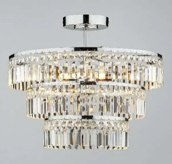 Rowena 3-light chrome semi flush crystal fitting