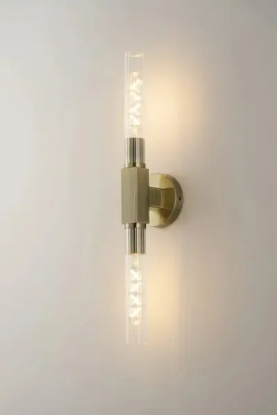 Dee Double Antique Brass Bathroom Light Wall or Ceiling IP44