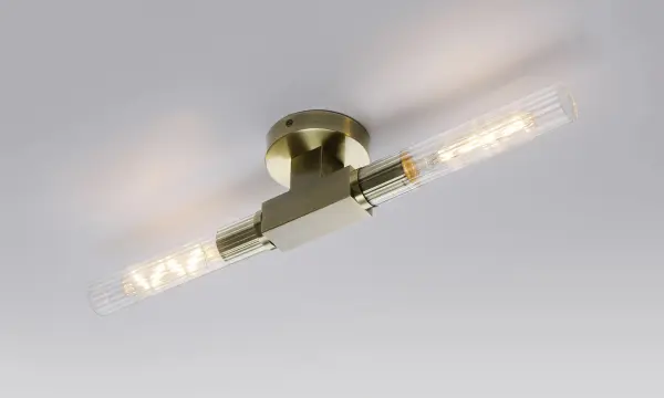 Dee Double Antique Brass Bathroom Light Wall or Ceiling IP44
