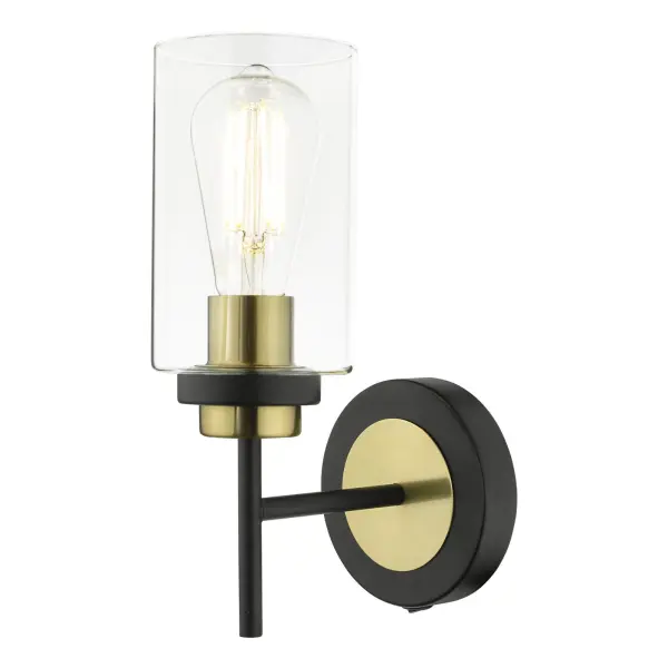 Abel Wall Light in Black & Brass Finish