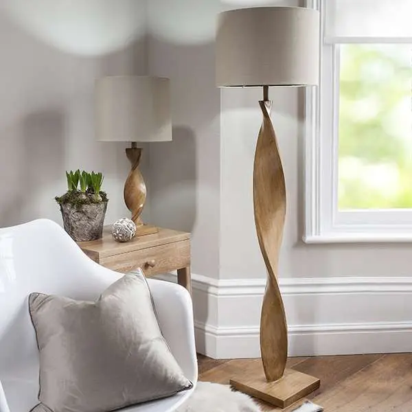 Abia Wooden Floor Lamp C/W Shade