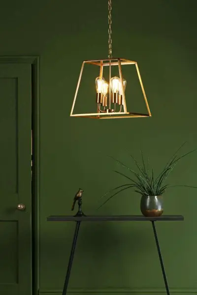 Academy 4 Light Lantern in Natural Brass