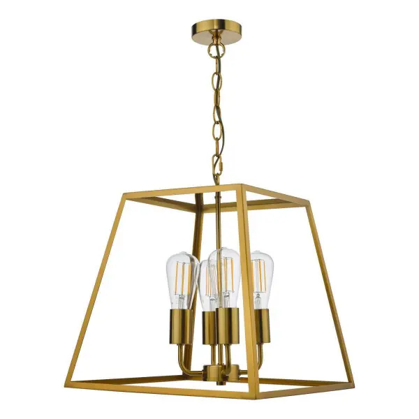 Academy 4 Light Lantern in Natural Brass