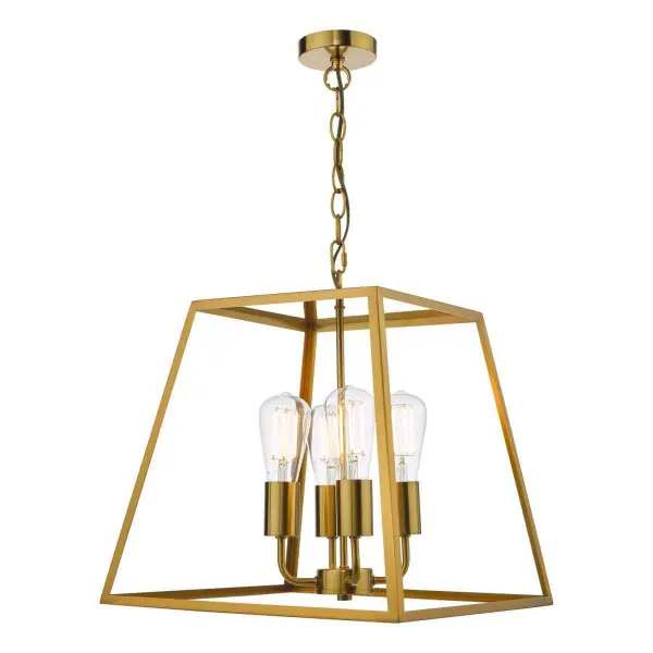 Academy 4 Light Lantern in Natural Brass