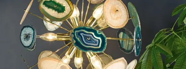 Achates 9 Light Pendant Gold & Agate