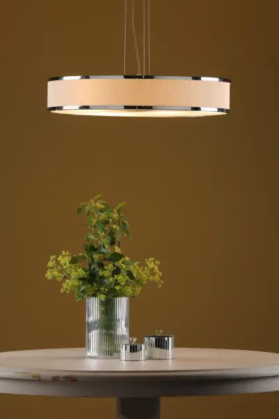 Alvaro 6 Light Pendant in Polished Chrome with Ivory Detail