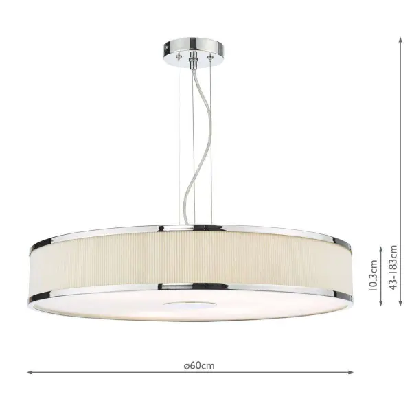 Alvaro 6 Light Pendant in Polished Chrome with Ivory Detail