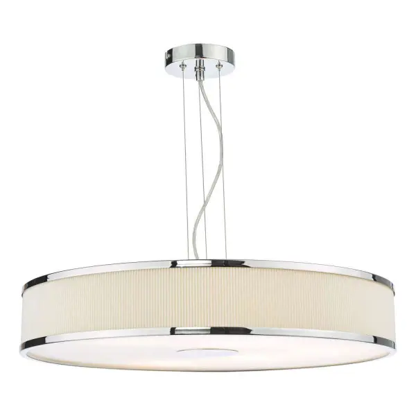 Alvaro 6 Light Pendant in Polished Chrome with Ivory Detail