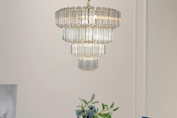 Pierre 11 Light Satin Brass Crystal Ceiling Pendant