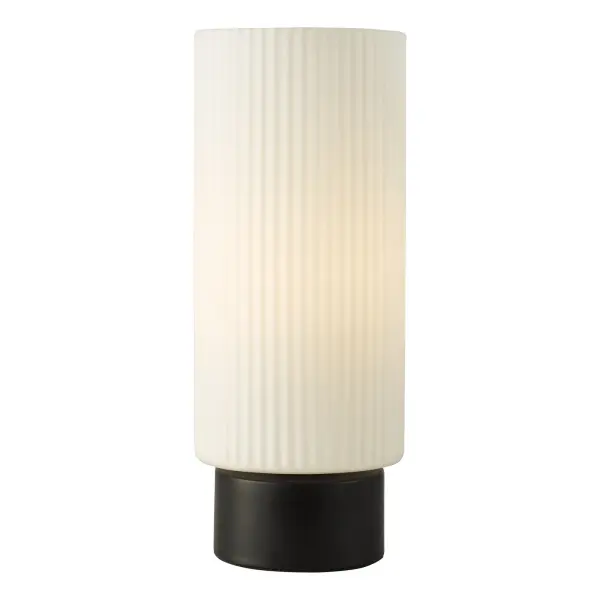 Aneska Matt Black Touch Table Lamp with Opal Glass