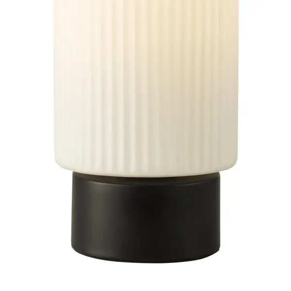 Aneska Matt Black Touch Table Lamp with Opal Glass