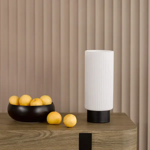 Aneska Matt Black Touch Table Lamp with Opal Glass