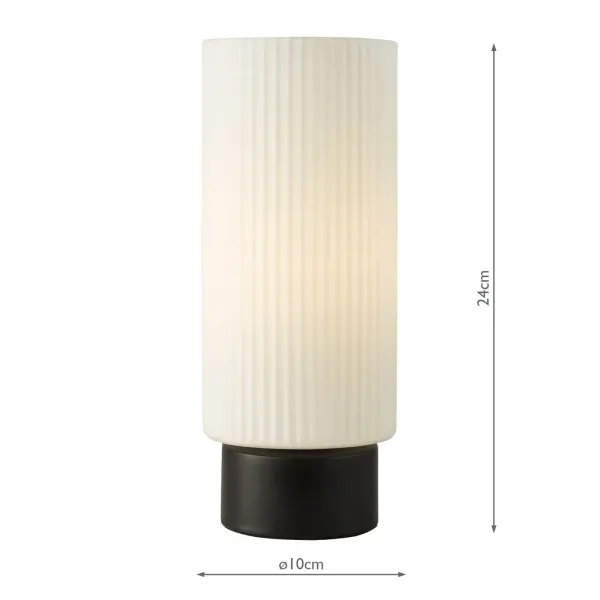 Aneska Matt Black Touch Table Lamp with Opal Glass