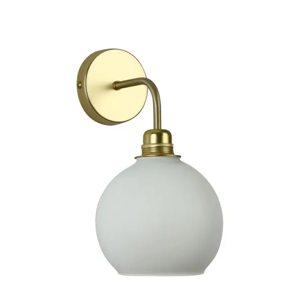 Apollo Butter Brass Wall Light with Opal Glass