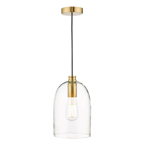 Archie Single Pendant in Satin Bronze & Clear Glass
