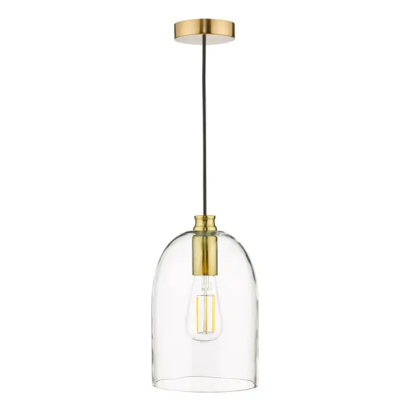 Archie Single Pendant in Satin Bronze & Clear Glass