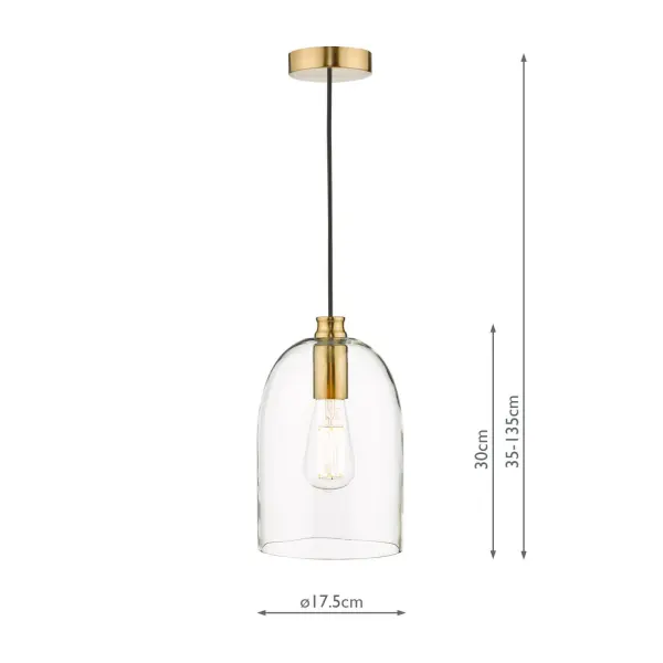 Archie Single Pendant in Satin Bronze & Clear Glass