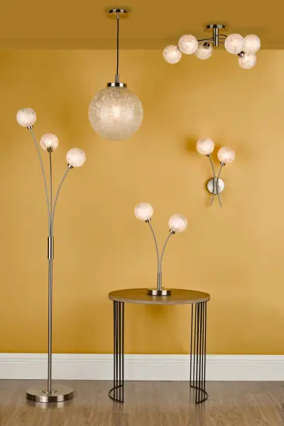 Avari 6 Light Semi Flush Satin Nickel And Clear Frosted Glass