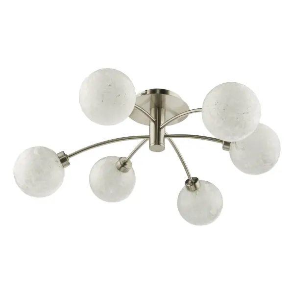 Avari 6 Light Semi Flush Satin Nickel And Clear Frosted Glass