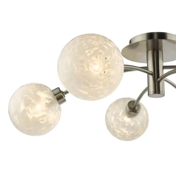 Avari 6 Light Semi Flush Satin Nickel And Clear Frosted Glass