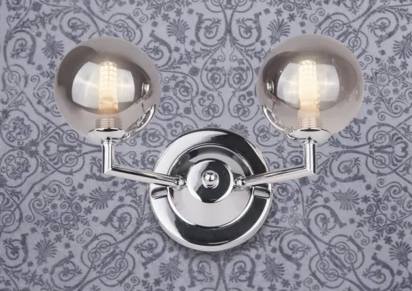Barbara Double Wall Light in Satin Chrome