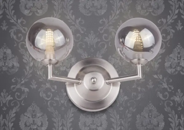 Barbara Double Wall Light in Satin Chrome