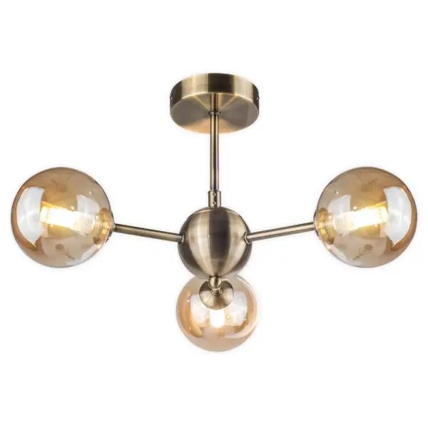 Barbara 3 Light Antique Brass Semi Flush