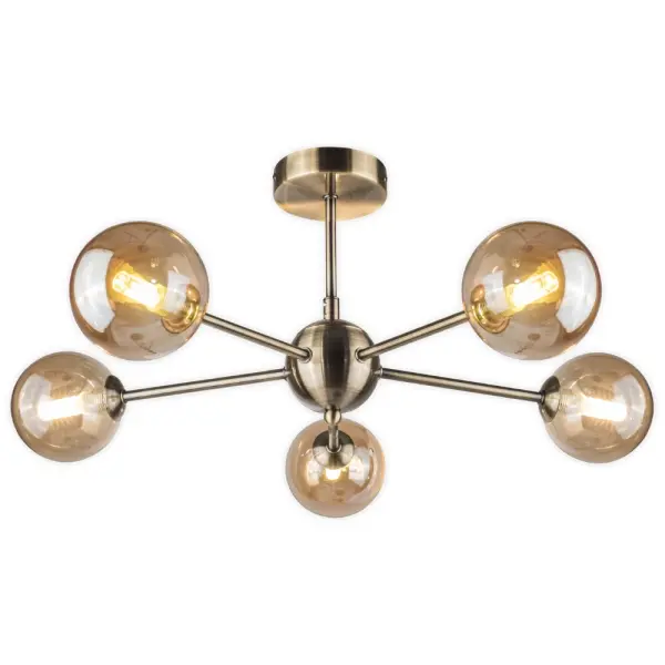 Barbara 5 Light Antique Brass Semi Flush