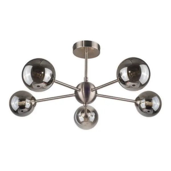 Barbara 5 Light Satin Chrome Semi Flush