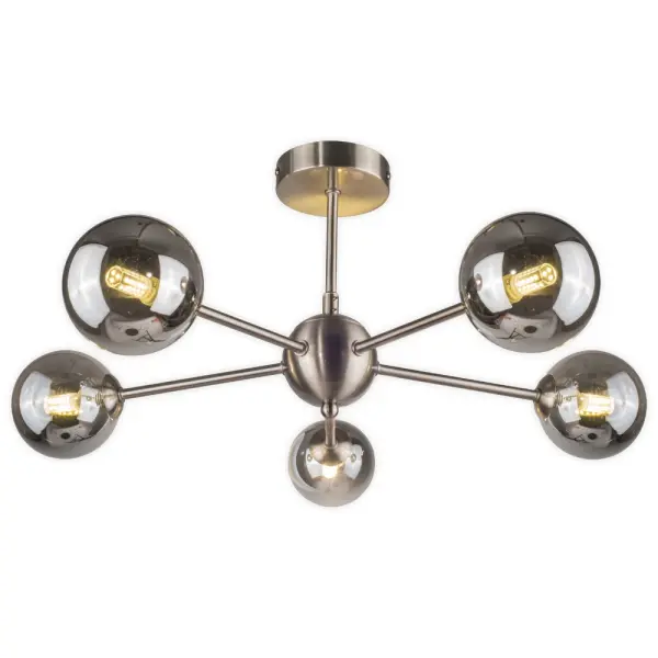 Barbara 5 Light Satin Chrome Semi Flush