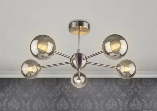 Barbara 5 Light Satin Chrome Semi Flush