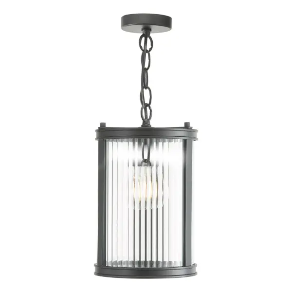 Bianka Matt Black & Ribbed Glass Single Pendant