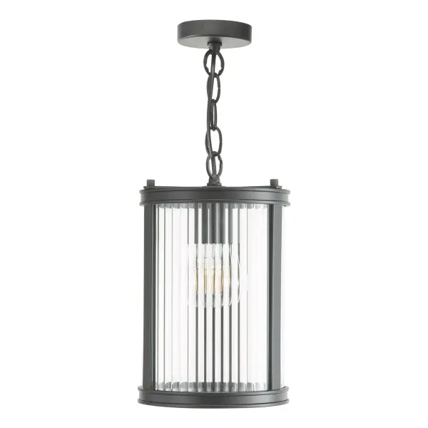 Bianka Matt Black & Ribbed Glass Single Pendant