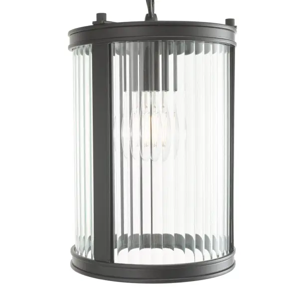 Bianka Matt Black & Ribbed Glass Single Pendant