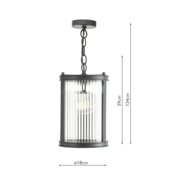 Bianka Matt Black & Ribbed Glass Single Pendant