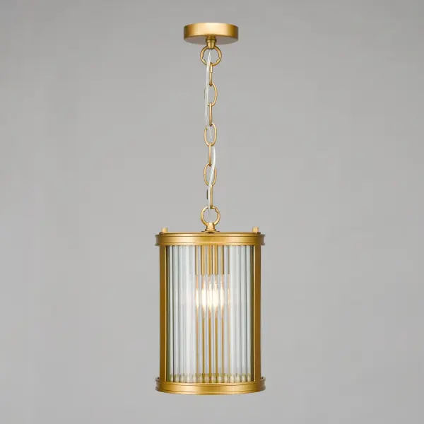 Bianka Bronze & Ribbed Glass Single Pendant