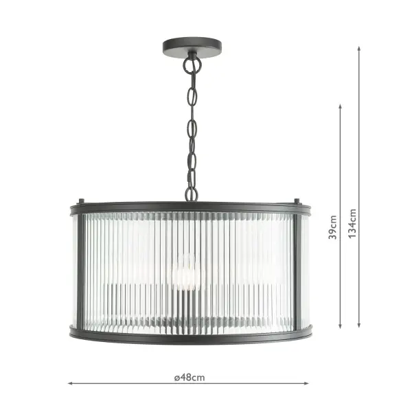 Bianka 3 Light Pendant in Matt Black