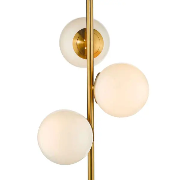 Bombazine 3 Light Floor Lamp in Natural Brass C/W Opal Glass