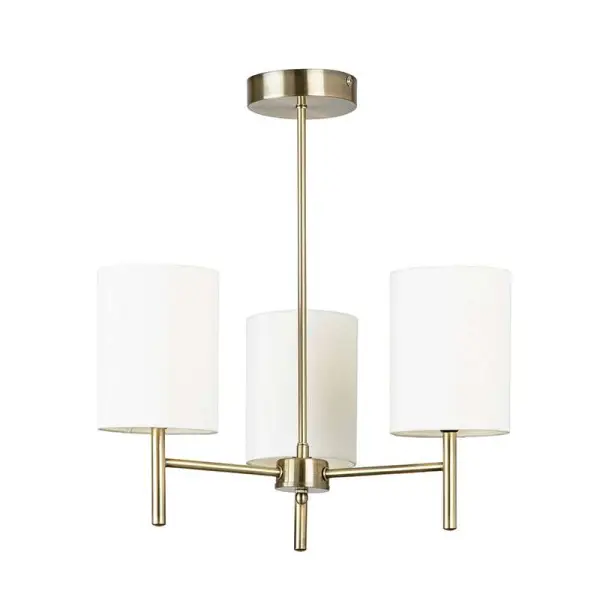 Brio 3 Light Antique Brass Semi Flush