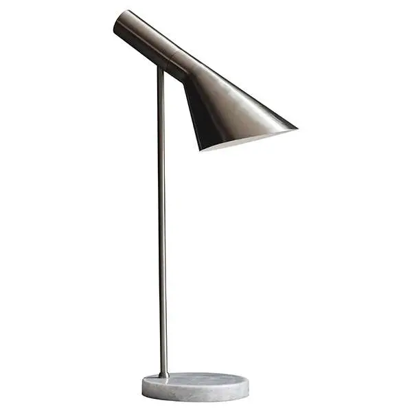 Carlo Brushed Chrome Table Lamp with Marble Base