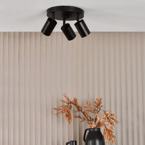 Cawley 3 Light Matt Black Spotlight
