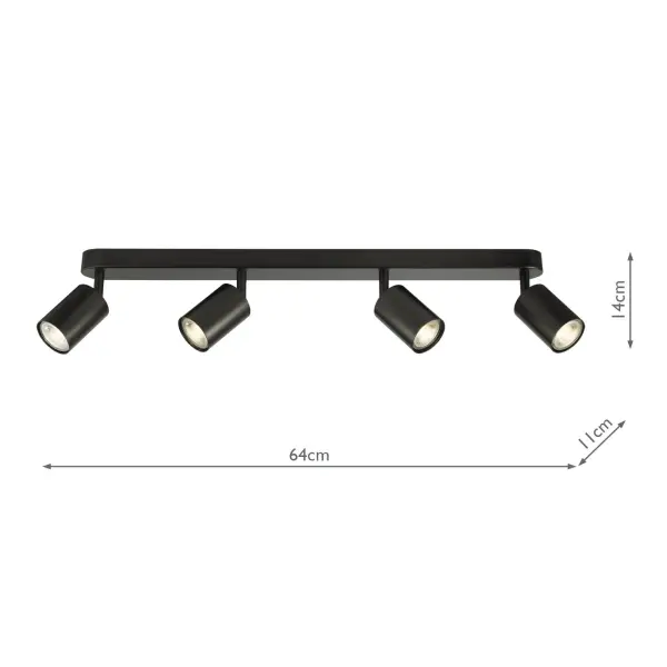 Cawley 4 Light Matt Black Spotlight Bar