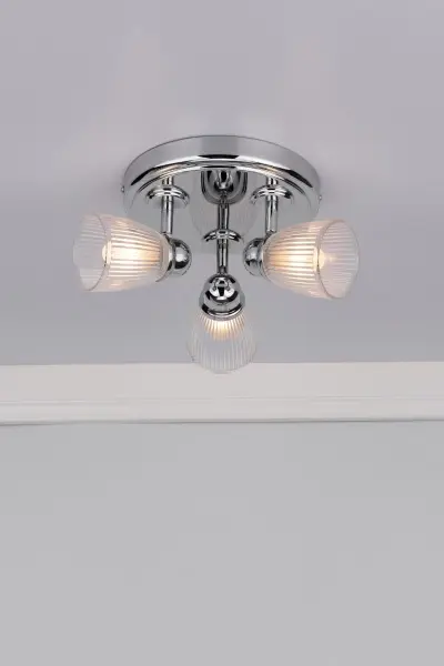 Cedric 3 Light Round Plate Spot Polished Chrome IP44