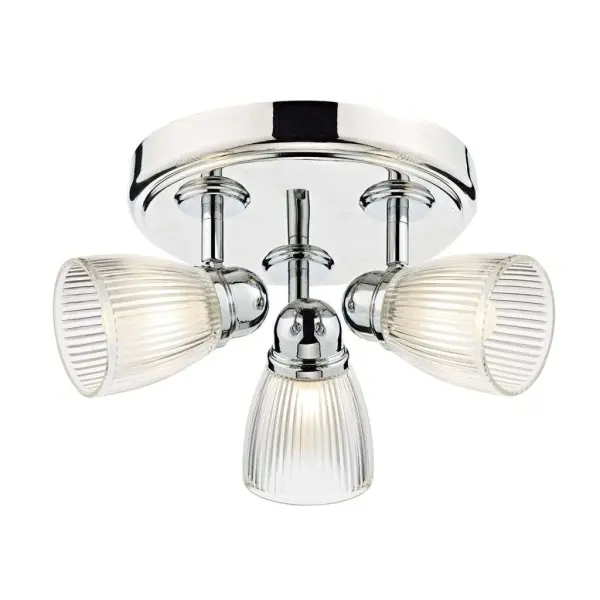 Cedric 3 Light Round Plate Spot Polished Chrome IP44